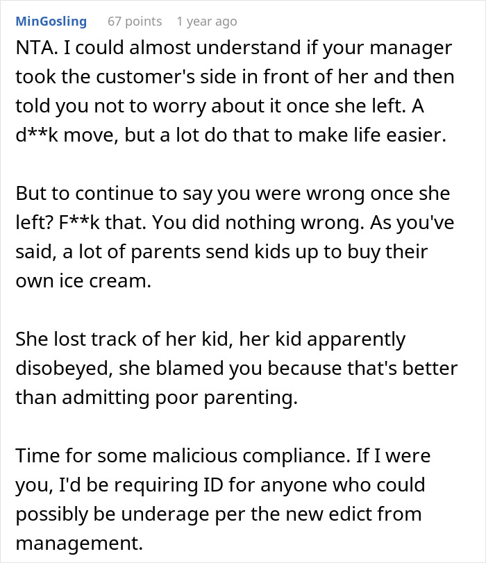 Karen Learns Ice Cream Shop Worker Served Her 11 Y.O. Child, Calls The Manager And Demands A Refund