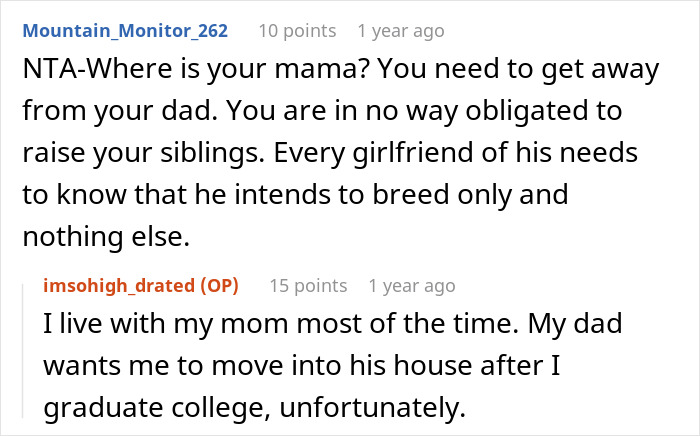 16 Y.O. Is Called Names After Telling Her Dad She Won’t Be Raising His Future Kids 16 Y.O. Is Called Names After Telling Her Dad She Won’t Be Raising His Future Kids