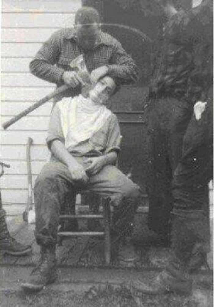 Lumberjacks Shaving With An Ax, 30s