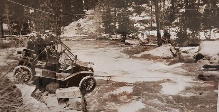 Crossing The Yuba River On Donner Summit June 4, 1911