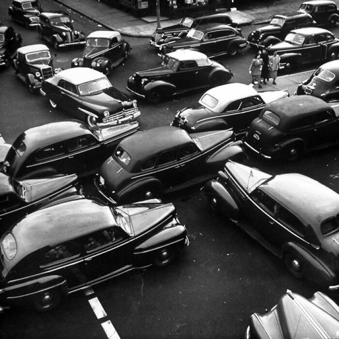 Memorial Day Weekend Traffic Jam, New York City, 1949