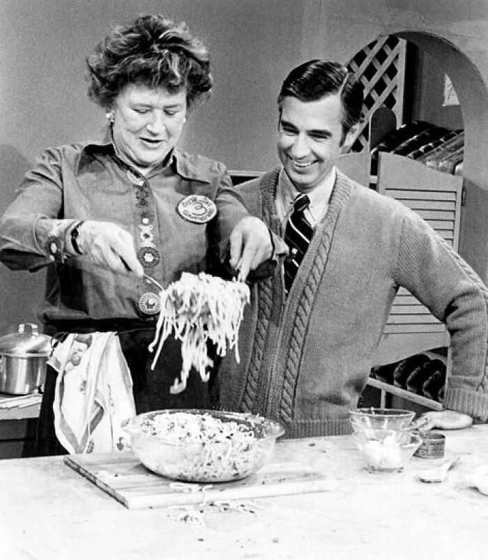 Julia Child Makes Spaghetti With Mr. Rogers, 1974