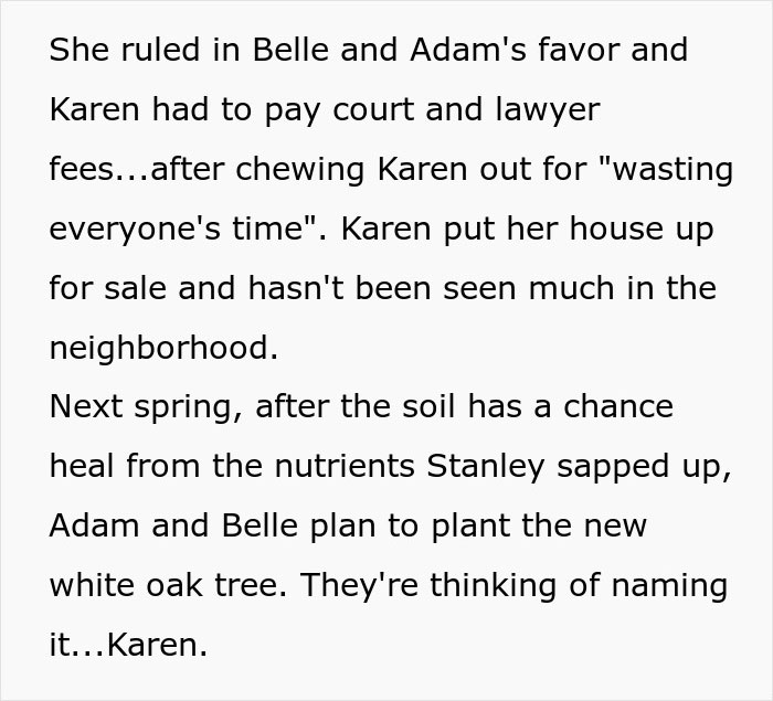 'Karen' Sues Neighbors Over Cutting A Tree, Makes A Fool Of Herself In Court 'Karen' Sues Neighbors Over Cutting A Tree, Makes A Fool Of Herself In Court
