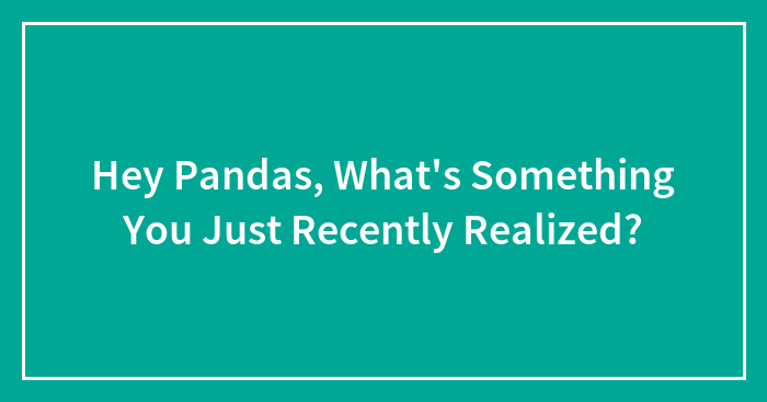 Hey Pandas, What’s Something You Just Recently Realized?