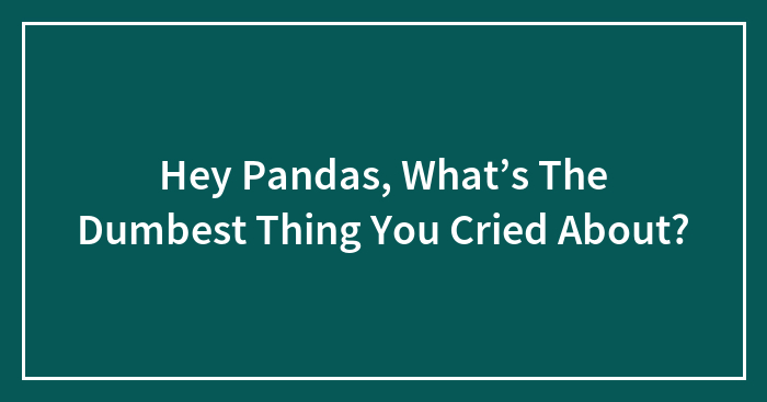 Hey Pandas, What’s The Dumbest Thing You Cried About? (Closed)