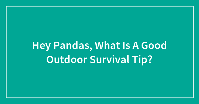 Hey Pandas, What Is A Good Outdoor Survival Tip? (Closed)