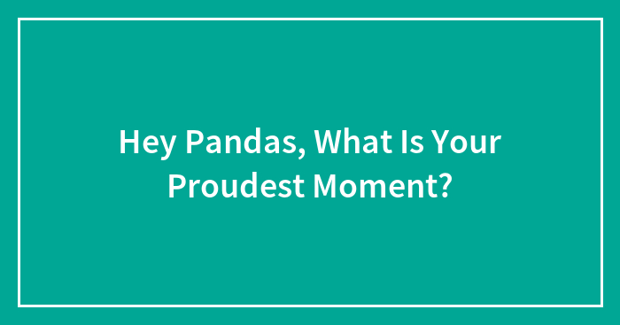 Hey Pandas, What Is Your Proudest Moment?