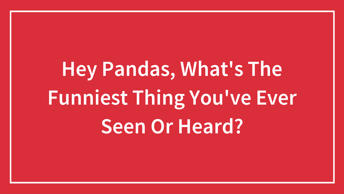 Hey Pandas, What’s The Funniest Thing You’ve Ever Seen Or Heard? (Closed)