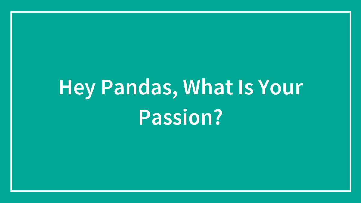 Hey Pandas, What Is Your Passion? (Closed)