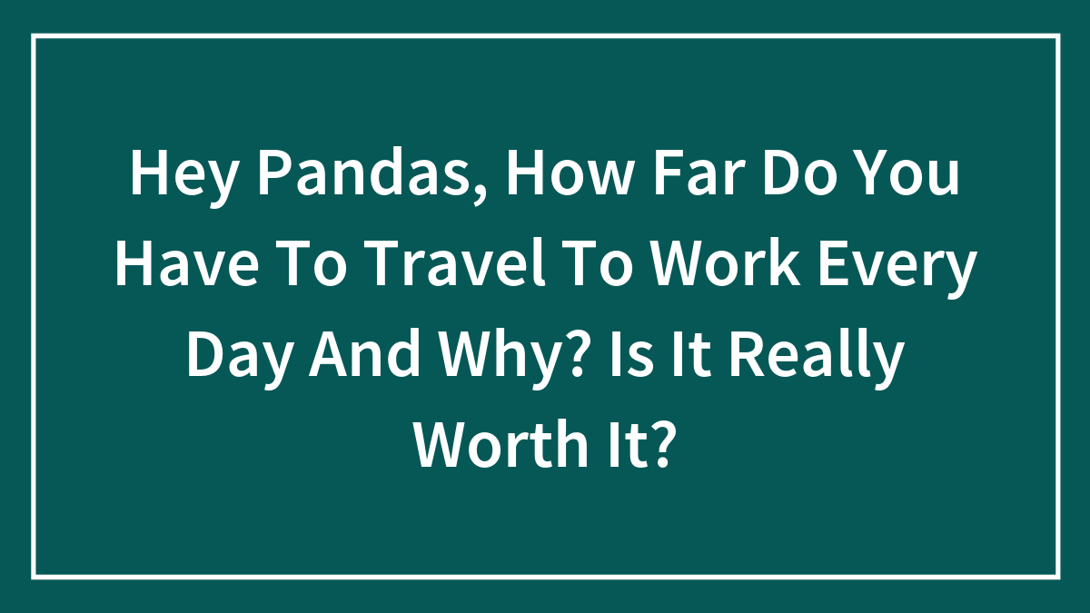 Hey Pandas, How Far Do You Have To Travel To Work Every Day And Why? Is It Really Worth It?
