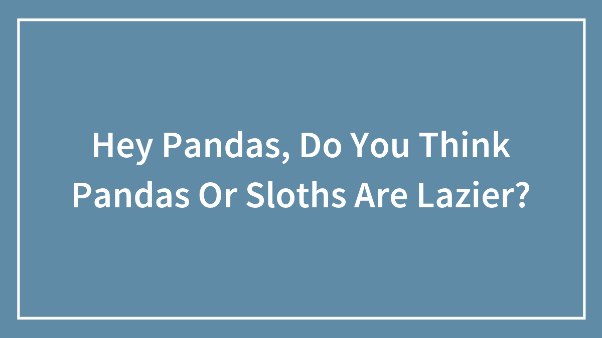 Hey Pandas, Do You Think Pandas Or Sloths Are Lazier?