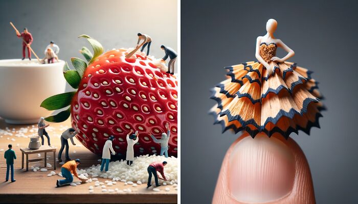 Welcome To The Era Of Ai: This Time, I Used It To Create Miniature People Dealing With Everyday Life Objects (7 Pics)