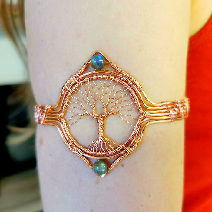 I Used Ten Meters Of Copper Wire To Make This Tree Armband