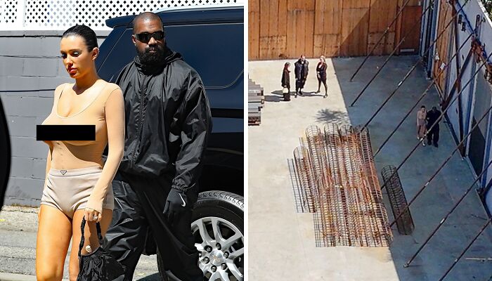 Ye, Bianca Censori Seen Making Plans At Warehouse Next To Adidas Amid Ongoing Feud With The Brand