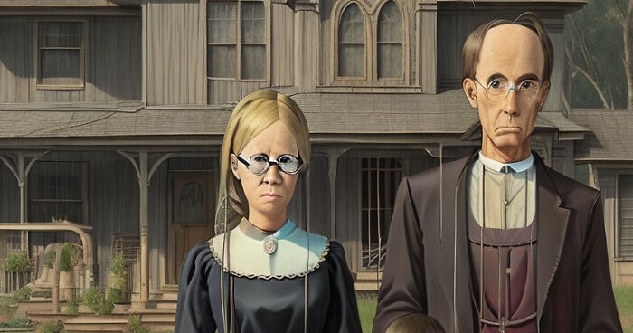 My Take On “American Gothic” That I Made With The Help Of AI (24 Pics)