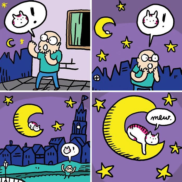 Artist Creates Wordless, Feel-Good Comics Inspired By His Own Cat (28 New Pics)