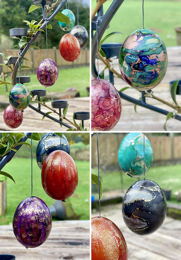  Felt Like Doing Something Easter-Themed And Just For Fun. These Are Real Eggs, Blown And Painted With Alcohol Ink