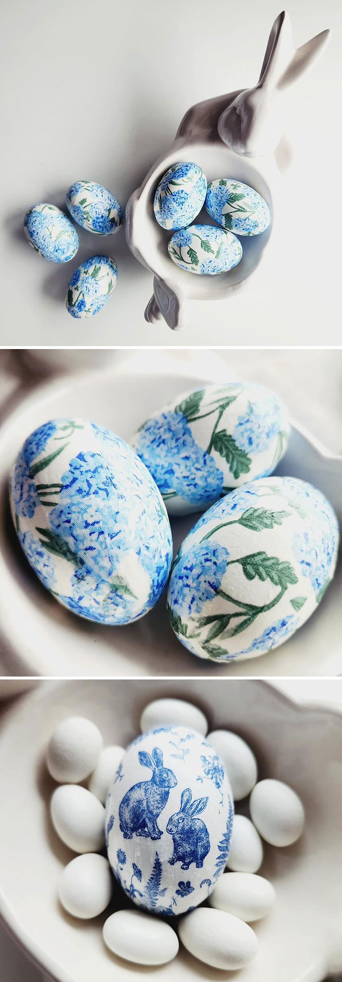 These Beautiful Blue And White Decoupage Wooden Eggs