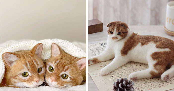 This Japanese Artist Creates Realistic Cats With Needle Felting, And Here’s The Result (27 Pics)