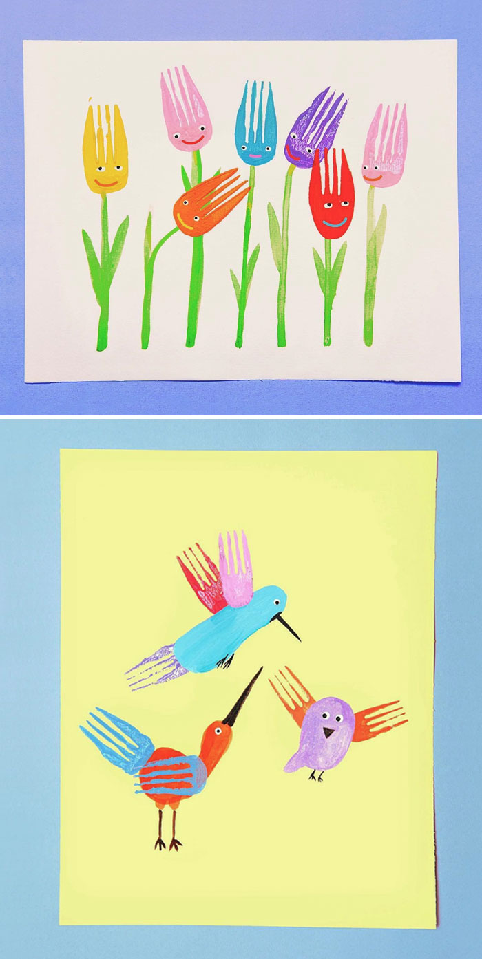 Fork Prints As Spring Cards, A Quick And Easy Craft