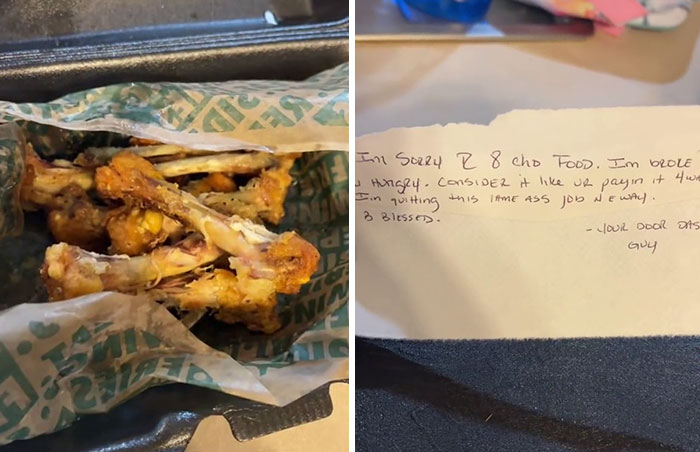 Man In Shock After DoorDash Driver Eats All His Food And Leaves A Badly Written Note Behind
