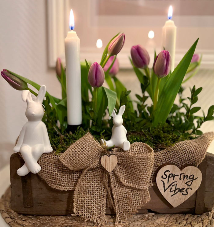 Bunnies And Tulips For Easter
