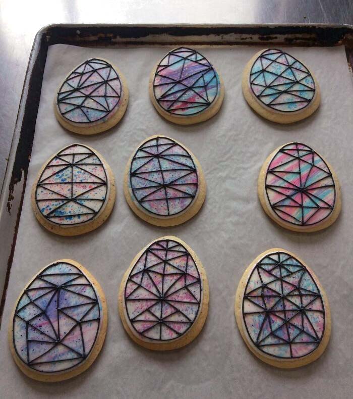 Watercolor Geometric Easter Egg Sugar Cookies. These Took A Steady Hand