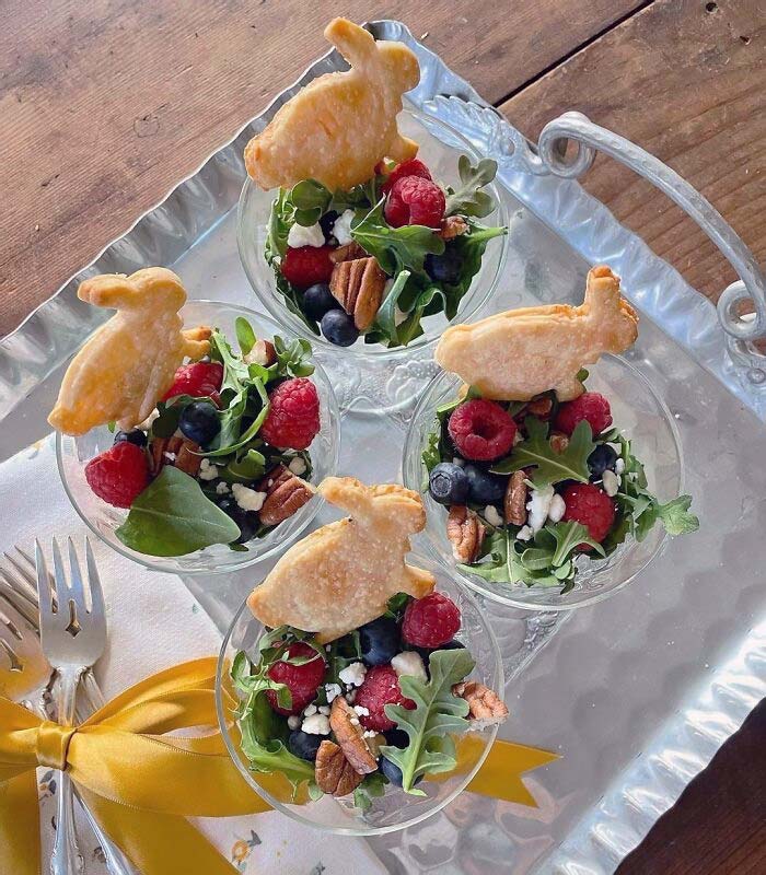 Have Champagne Saucers? How About Serving Little Salads In Them For A Beautiful, Easter Table Detail