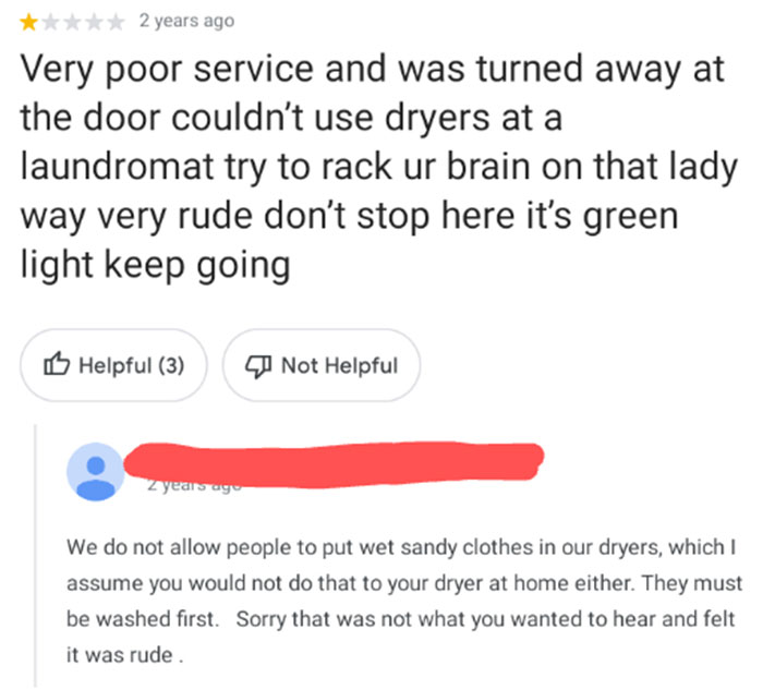 Found This Review For My Local Laundromat In A Beach Town, Looks Like The Owner Has Had Enough Of The Entitled Tourists