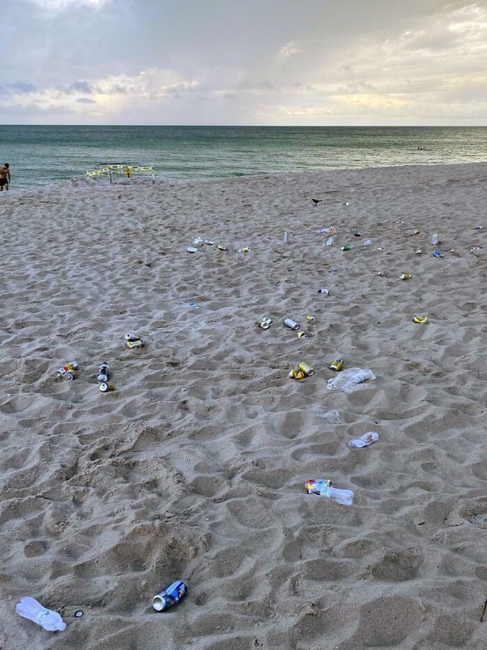 Naples, FL. Major Loggerhead Sea Turtle Nesting Site. Memorial Day Vacationers Left Their Trash On The Beach For The Turtles To Crawl Through