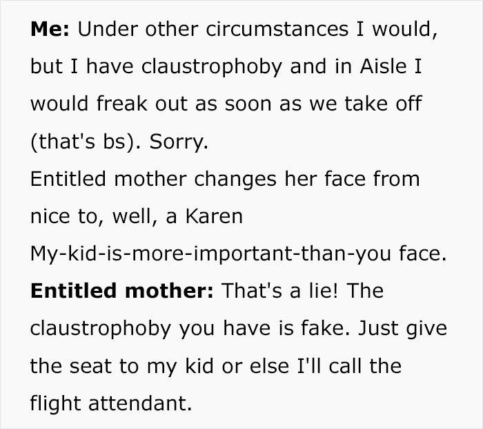 "Entitled Mom Thinks I Should Give My Plane Seat To Her Spoiled Brat, Fights Over It" "Entitled Mom Thinks I Should Give My Plane Seat To Her Spoiled Brat, Fights Over It"