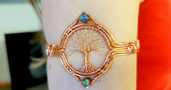 I Used Ten Meters Of Copper Wire To Make This Tree Armband