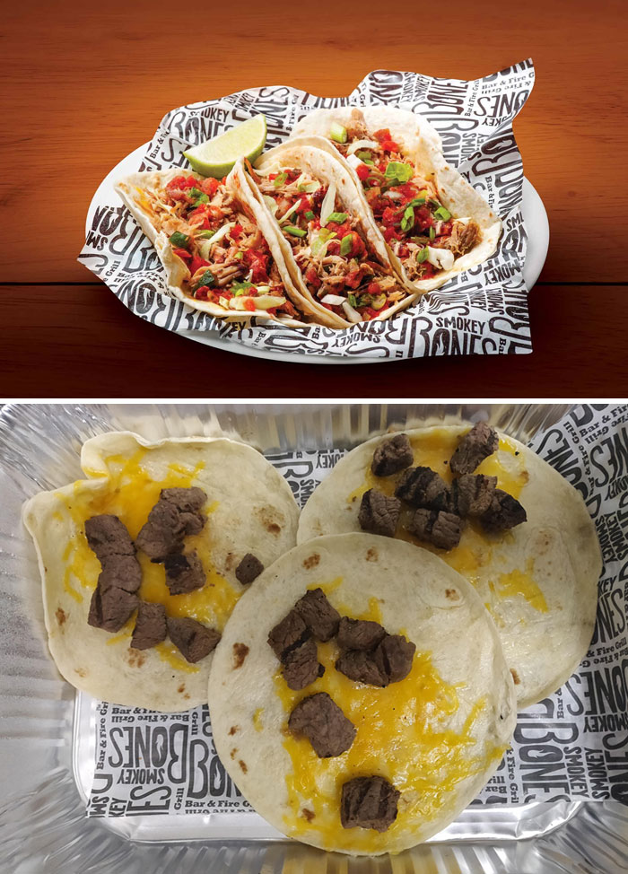 Ordered Steak Tacos From This Smokehouse Joint. The Second Picture Is What I Received