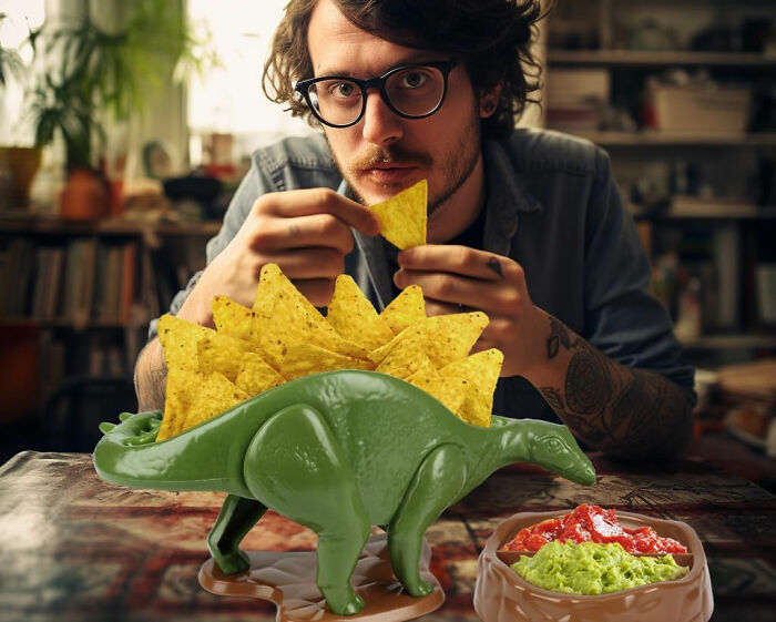 Unleash Jurassic Fun With The Original Nachosaurus Snack And Dip Set: Dino-Inspired Nacho Holder For Snack-Time Adventures!