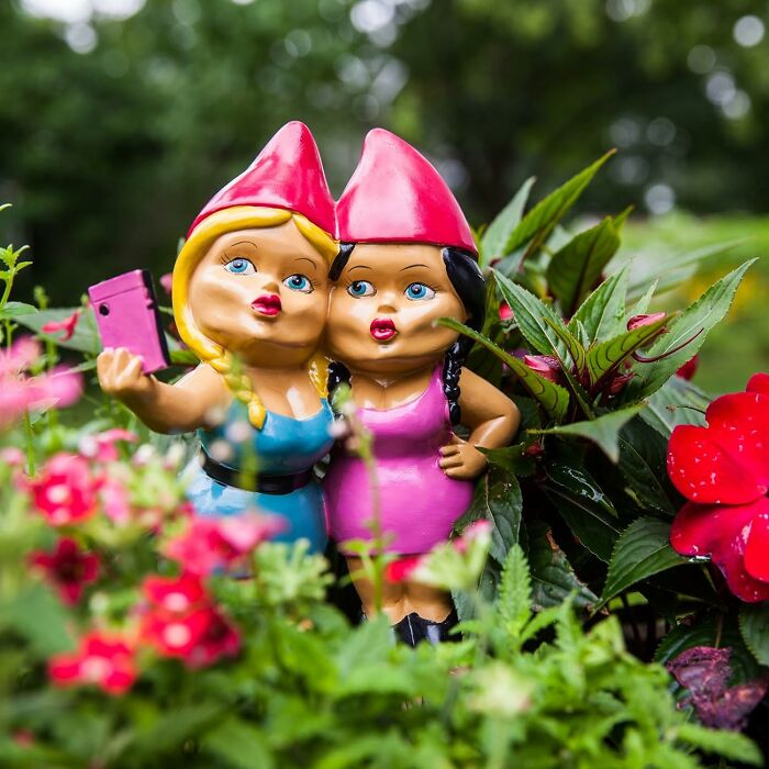 Add Whimsy To Your Garden With The Selfie Sisters Garden Gnome!