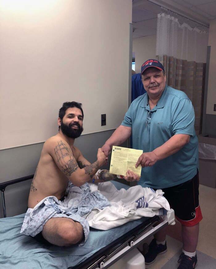 Missed My Master's Graduation Because Of Aerosinusitis And Rushed To Emergency Room. Here’s My Dad Handing Me My Insurance Papers Pretending To Graduate Me