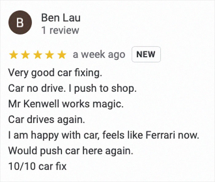 Hilarious Review For An Auto-Shop