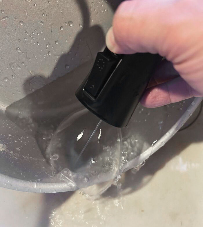 My Sink Sprayer Has A Tough Spot Remover. It Shoots A High-Pressure Stream Down The Middle That Is Surprisingly Powerful, But A Cone Of Water Around It Blocks All The Splashes