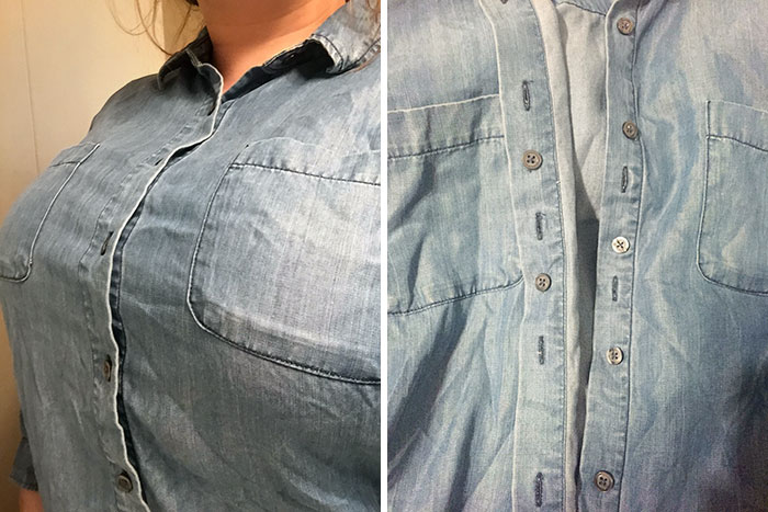 This Shirt Has Buttons On The Inside That Prevents Gaps In The Shirt