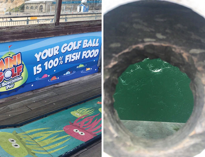 Este minigolf en un paseo marítimo usa pelotas biodegradables, y tras el agujero 18 caen al mar, convirtiéndose en comida para peces