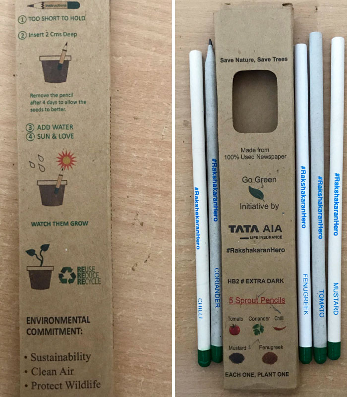 Tras usar estos lápices, plantas el final (la parte verde) en la tierra y saldrá un brote