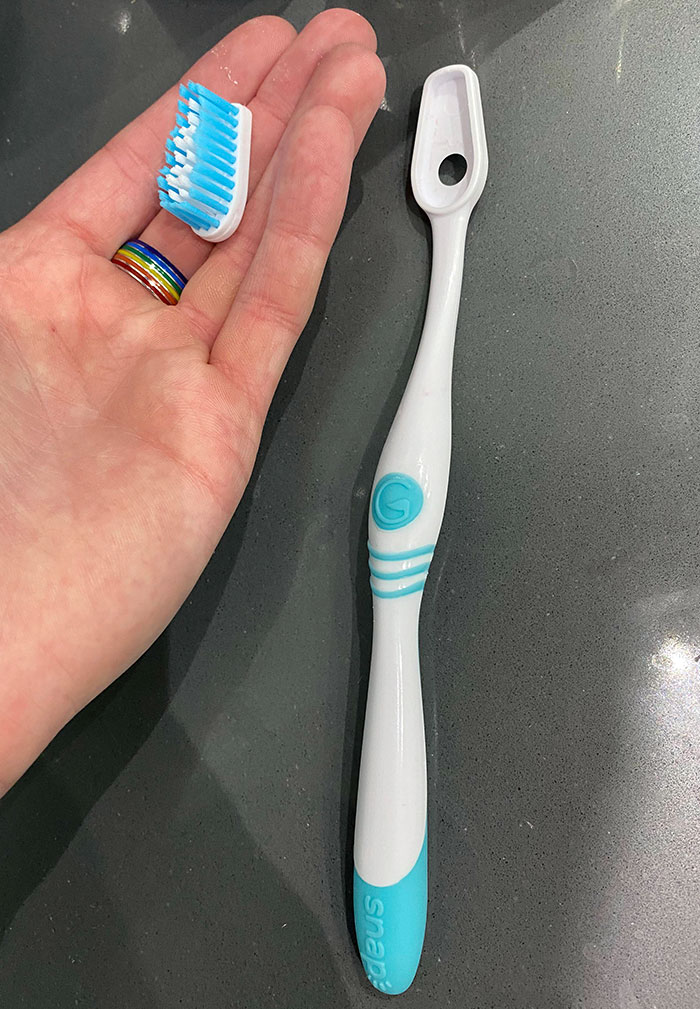Toothbrush With Replaceable Bristles So You Don't Have To Keep Buying A New Handle