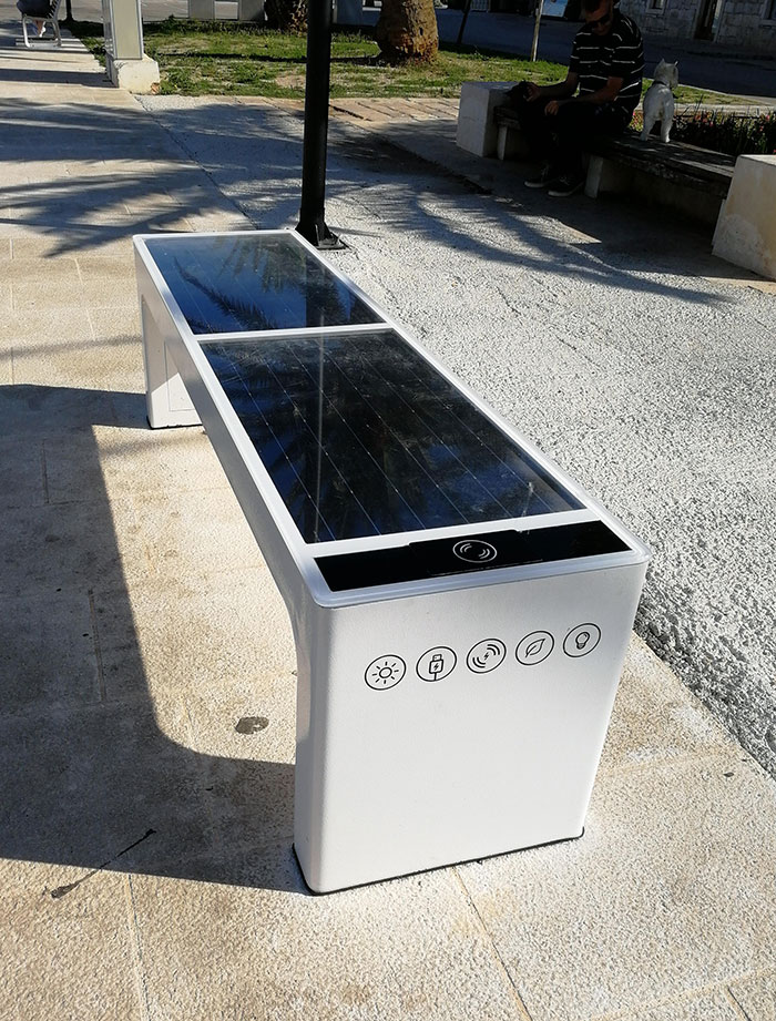 Bench With Solar Panel And Two USB Ports