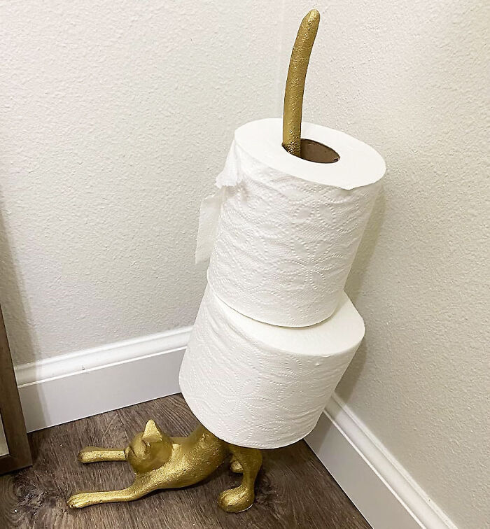 Add A Feline Charm To Your Home Decor With This Fun Golden Paper Towel Holder 