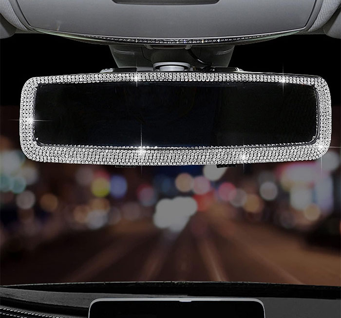 Bling Up Your Drive With This Glitzy Rear-View Mirror, For Girls Who Crave Sparkle On Every Ride