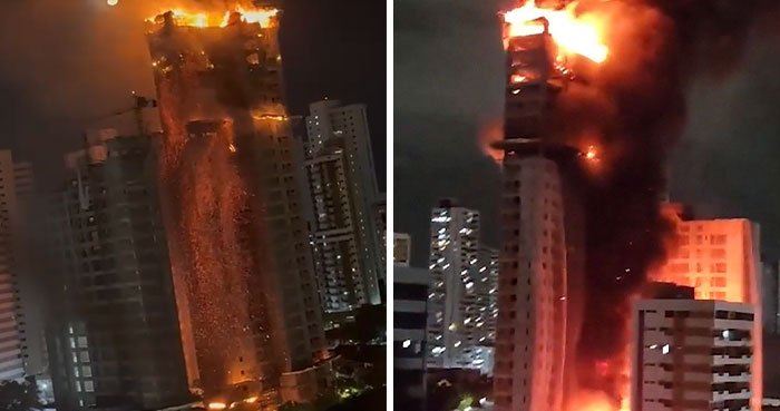 Fire Engulfs High-Rise Building In Brazil