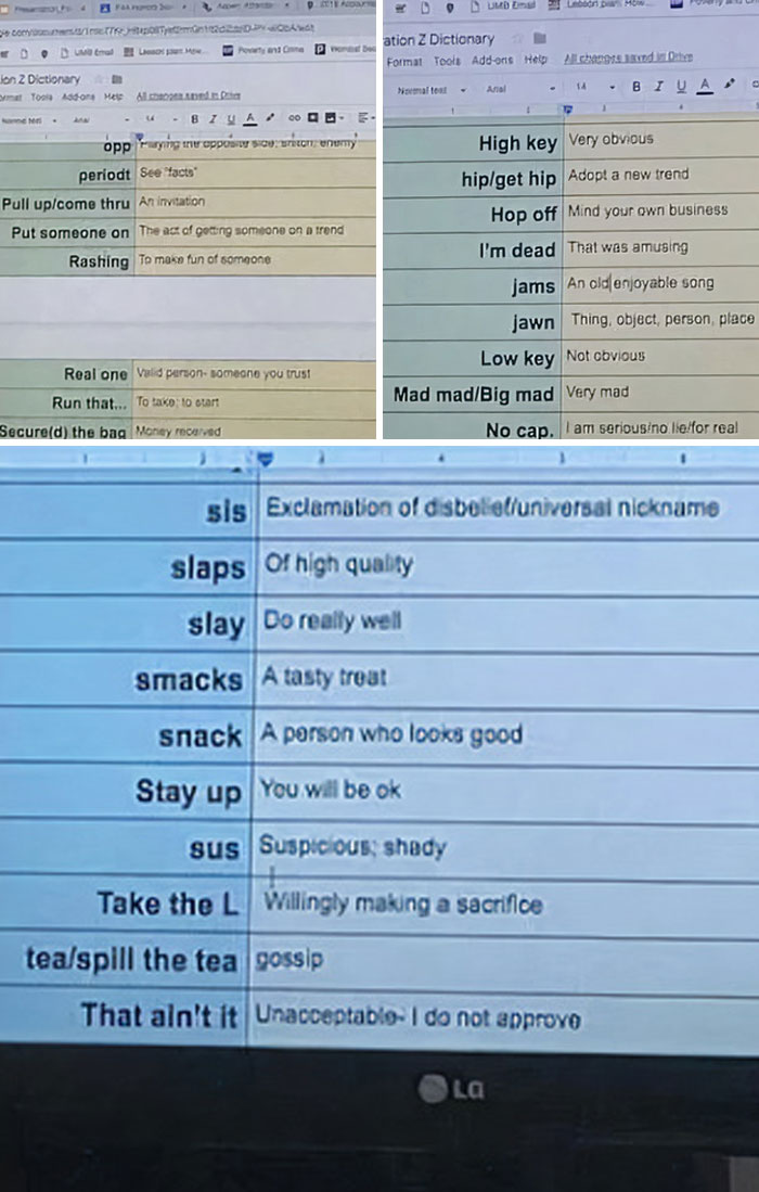 My Sociology Professor Keeps An Alphabetical List Of New Slang Terms He Learns From Students, And I Will Never Get Over It