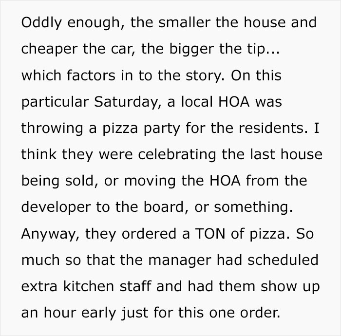 HOA Tips 87 Cents On Huge Pizza Delivery, Regrets It After It Backfires For The Entire Neighborhood