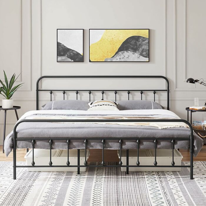Streamline Your Bedroom With The Classic Metal Platform Bed Frame 