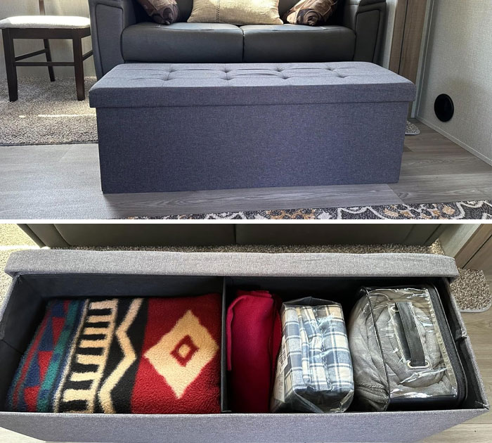 Turn Your Mess Into A Secret With The Songmics Folding Storage Ottoman. Extra Seating Plus Storage? Yes, Please!
